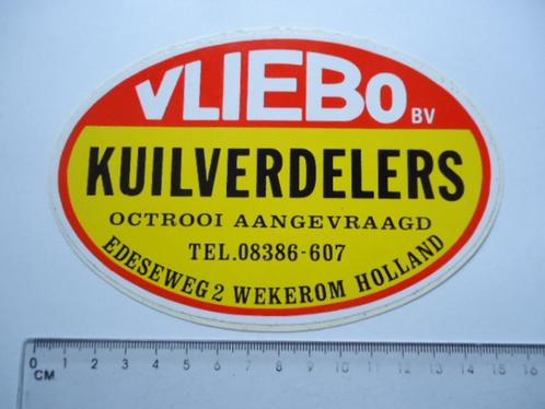 sticker oud Wekerom Vliebo kuilverdelers boer landbouw retro, Verzamelen, Stickers, Zo goed als nieuw, Bedrijf of Vereniging, Verzenden