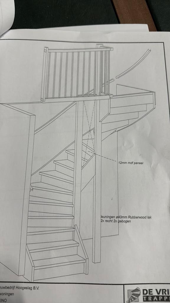 Half slag trap 2875 hoog met hpl treden, Doe-het-zelf en Verbouw, Ladders en Trappen, Nieuw, Trap, 2 tot 4 meter, Ophalen of Verzenden