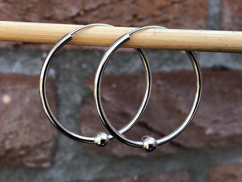 Echt Zilver - Oorringen - Ø 35 mm, Sieraden, Tassen en Uiterlijk, Oorbellen, Nieuw, Hangers, Zilver, Zilver, Verzenden