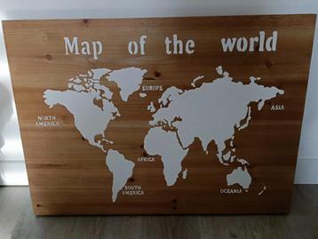 GELIJK OPHALEN! Houten Wereld Schilderij/ Wanddecoratie! beschikbaar voor biedingen