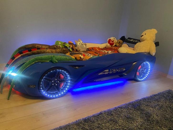 Auto racebed met verlichting en geluid!, Kinderen en Baby's, Kinderkamer | Bedden, Gebruikt, 180 cm of meer, 100 cm of meer, Lattenbodem