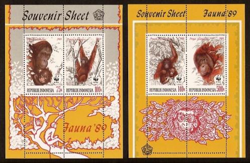 Indonesie Zonnebloem nr 1370/1 postfris WNF Apen 1989, Postzegels en Munten, Postzegels | Azië, Postfris, Zuidoost-Azië, Ophalen of Verzenden