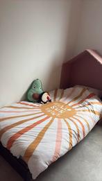 Eenpersoonbed zwart leren rand met apart huisjes achterwand, Ophalen, Zo goed als nieuw, Eenpersoons, Kind