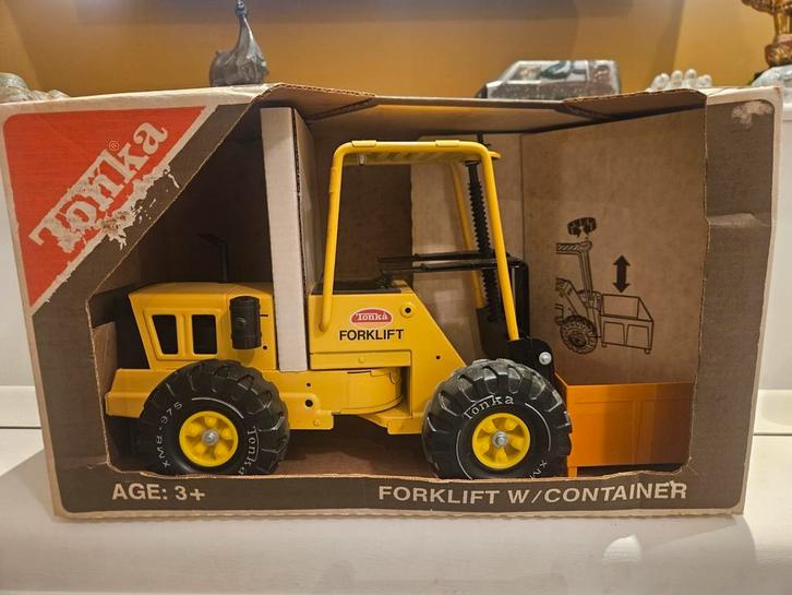 Vintage Tonka Heftruck met Container - Nieuw in Doos!, Antiek en Kunst, Antiek | Speelgoed, Ophalen of Verzenden