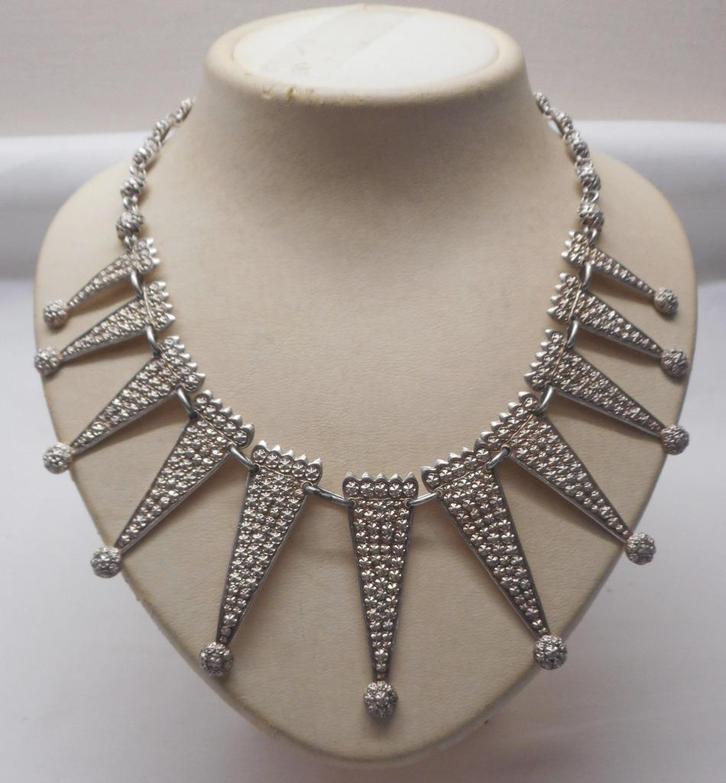 Prachtig zilveren antiek collier nr.781, Sieraden, Tassen en Uiterlijk, Antieke sieraden, Ketting, Zilver, Verzenden