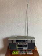 Eighties Sanyo zilveren M9813L grote ghettoblaster boombox, Ophalen of Verzenden, Gebruikt