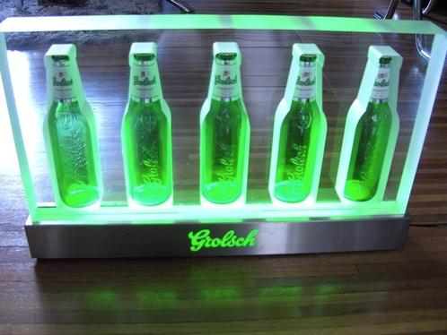 GROLSCH LICHTBAK MET 5 PIJPJES IN KUNSTOF DISPLAY, Verzamelen, Biermerken, Zo goed als nieuw, Reclamebord, Plaat of Schild, Grolsch