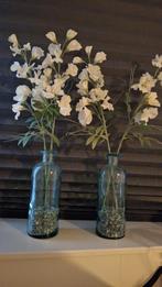 Glazen vazen /flessen, Blauw, Ophalen of Verzenden, Minder dan 50 cm, Glas