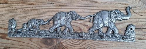 Gemerkt tinnen olifanten kapstokje / handdoekrekje, Baehler, Antiek en Kunst, Curiosa en Brocante, Ophalen of Verzenden