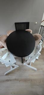 zwarte ovale eettafel mangohout met x poot 180x100, 100 tot 150 cm, 200 cm of meer, Ophalen of Verzenden, Zo goed als nieuw