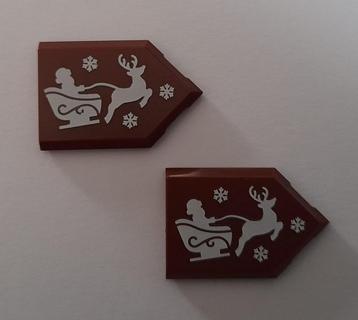 Set partij van 2 NIEUWE lego 2x3 tegels kerstman met slee  beschikbaar voor biedingen