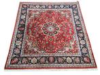 Handgeknoopt oosters wol Keshan tapijt vierkant 199x204cm, Persian Perzisch vintage oosters hype, Crème, 150 tot 200 cm, Vierkant