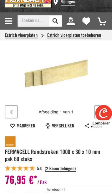 Fermacell minerale wol randstroken 1000*30*10mm 46 stuks beschikbaar voor biedingen
