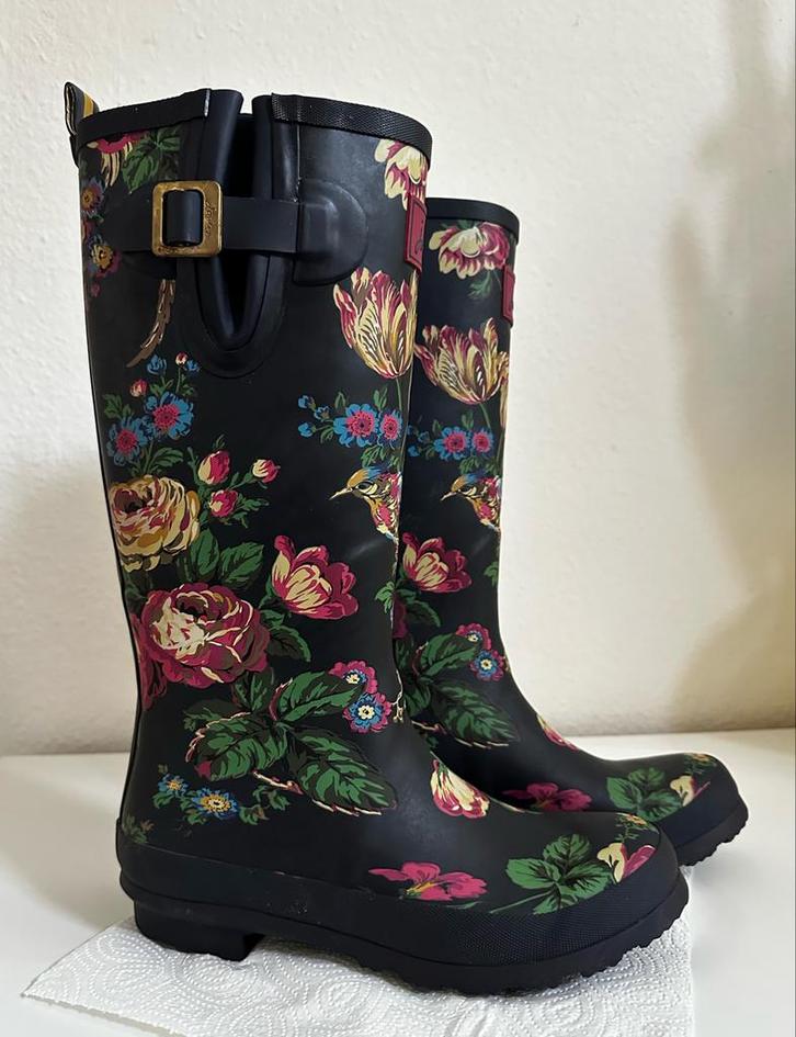 Joules regenlaarzen dames 39 blauw met bloemen, Kleding | Dames, Schoenen, Zo goed als nieuw, Regenlaarzen, Blauw, Ophalen of Verzenden