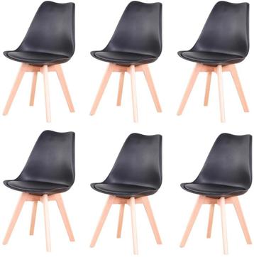 Set van 6 - Nordic middeleeuwse eetkamerstoelen - Zwart beschikbaar voor biedingen