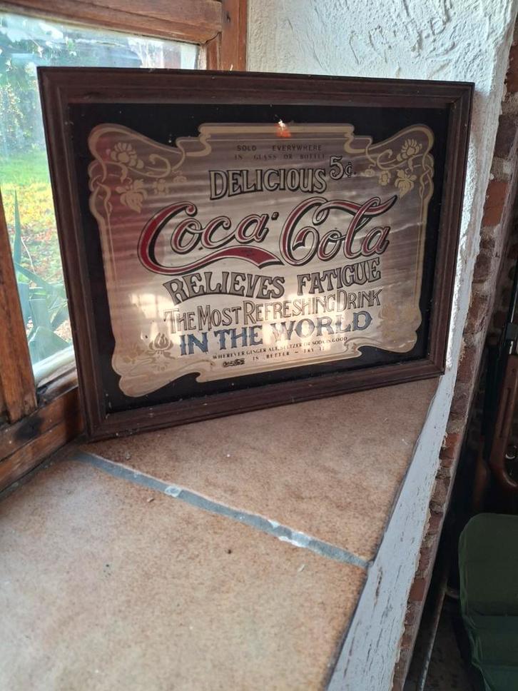 Vintage Coca-Cola Spiegel Reclame, Antiek en Kunst, Antiek | Wandborden en Tegels, Ophalen of Verzenden