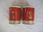 2 oude brocante blikken / voorraadbussen rood, Verzamelen, Ophalen of Verzenden, Gebruikt, Overige, Overige merken