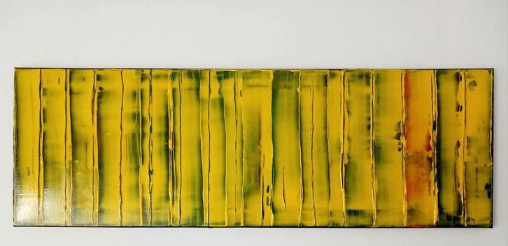 PANEEL IN GEEL 120X40 CM, Antiek en Kunst, Kunst | Schilderijen | Modern, Ophalen