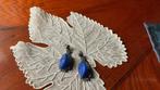 ZO MOOIE ART DECO ZILVEREN OORBELLEN+BLAUWE STEEN+MARKESIET, Ophalen of Verzenden, Zilver, Oorbellen, Met edelsteen