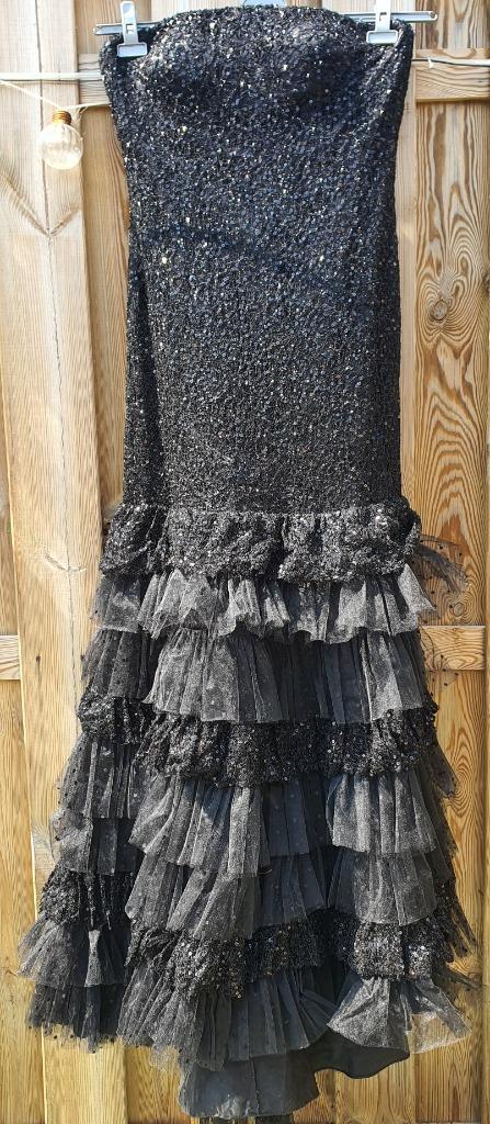 Zwarte Baljurk met Pailletten maximoda Maat M, Kleding | Dames, Jurken, Maat 38/40 (M), Zwart, Boven de knie, Ophalen of Verzenden