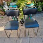 2 Gispen type 101 met leer bekleed, Huis en Inrichting, Stoelen, Ophalen, Gebruikt, Leer, Twee