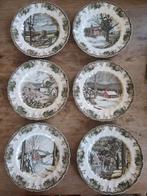 Set van 6 Johnson Bros "The Friendly Village" borden, Antiek en Kunst, Antiek | Wandborden en Tegels, Ophalen