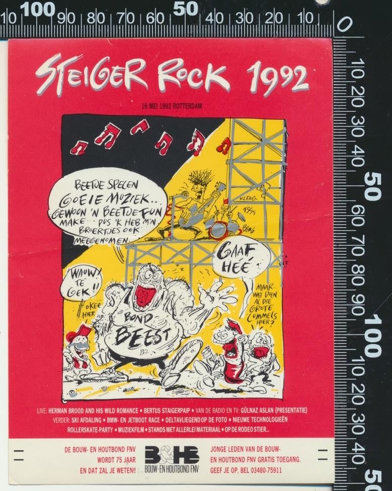 Sticker: Steiger Rock 1992 - Herman Brood  Bertus Staigeraip, Verzamelen, Stickers, Ophalen of Verzenden, Zo goed als nieuw, Bedrijf of Vereniging