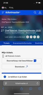 2x ticket chef special Sept 27 Za 20:30, Tickets en Kaartjes, Twee personen, September