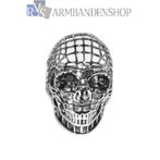 Rvs zilver kleurige Skull ring doodskop doodshoofd biker., Heer, Nieuw, Zilver, IJzer of Staal