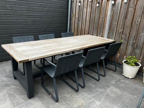 Teak Houten Tuintafel met 6 Stoelen - LIFE Style, Huis en Inrichting, Tafels | Eettafels, Gebruikt, 100 tot 150 cm, 150 tot 200 cm