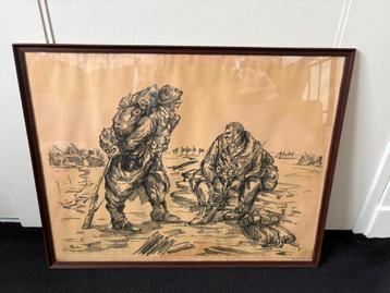 Lithografie van de 1ste wereldoorlog van Edmond demeulenaere beschikbaar voor biedingen