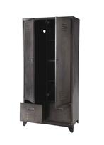 Antracietgrijze metalen kleerkast 2-deurs en 2 lades zgan, Ophalen, 50 tot 100 cm, Zo goed als nieuw, Metaal