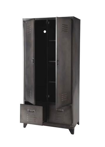 Antracietgrijze metalen kleerkast 2-deurs en 2 lades zgan beschikbaar voor biedingen