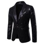 Heren zwart glitter colbert mannen zwarte blazer paillet, Kleding | Heren, Kostuums en Colberts, Verzenden, Nieuw, Zwart