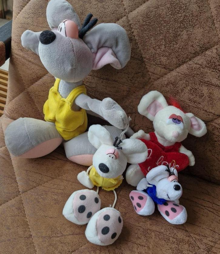 Diddl knuffels - 4 stuks - geel/rood/blauw, Verzamelen, Diddl, Zo goed als nieuw, Knuffel, Diddl, Verzenden