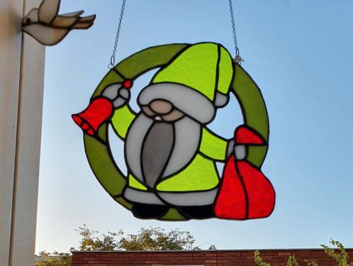 Tiffany glas in lood gnome groen, Diversen, Kerst, Nieuw, Ophalen of Verzenden