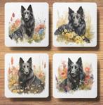 Groenendaeler Aquarel onderzetters met houder, Ophalen of Verzenden, Nieuw, Glas of Kopje