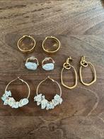 Goldplated oorbellen (4 paar), Ophalen of Verzenden, Zo goed als nieuw, Goud, Overige materialen