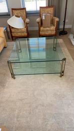 Te koop glazen rafel, bank en leren Jori stoel, Ophalen of Verzenden, Zo goed als nieuw, Rechthoekig, Minder dan 50 cm