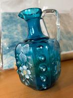 Karafje turquoise geëmailleerd met blaadjes en bloemen, Antiek en Kunst, Ophalen of Verzenden
