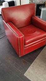 Art Deco Fauteuil Leer Rood, Ophalen, Gebruikt, Eenpersoons, Minder dan 150 cm