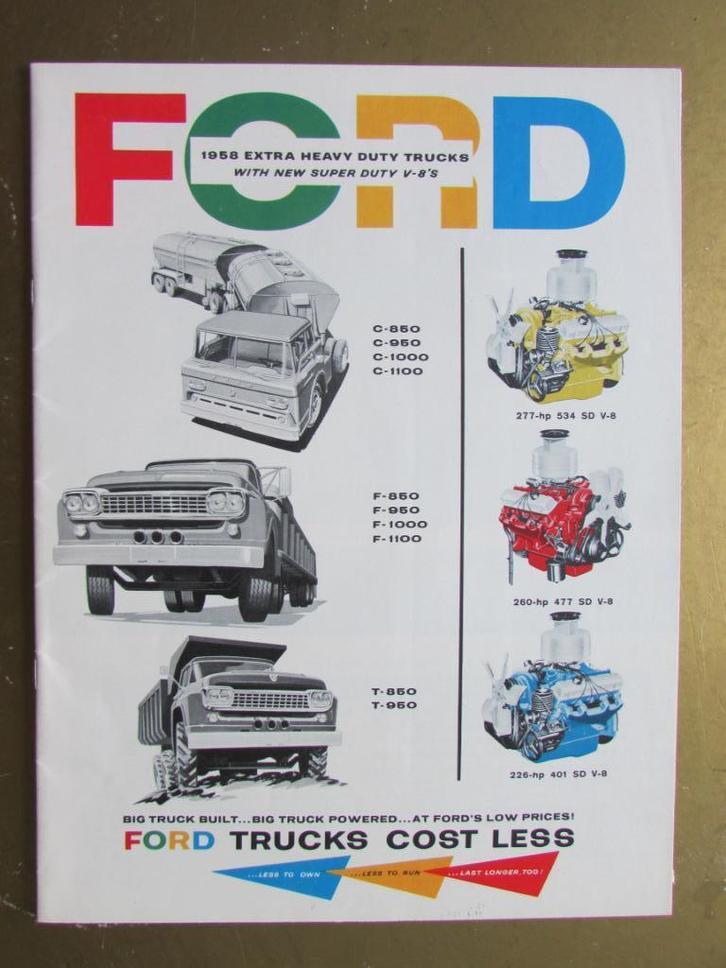 1958 FORD TRUCKS Full Line brochure, Engels, Boeken, Auto's | Folders en Tijdschriften, Zo goed als nieuw, Ford, Ophalen of Verzenden