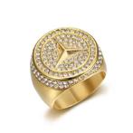 Nieuwe dikke zegelring van merk met strass, Sieraden, Tassen en Uiterlijk, Ringen, 20 of groter, IJzer of Staal, Heer, Nieuw