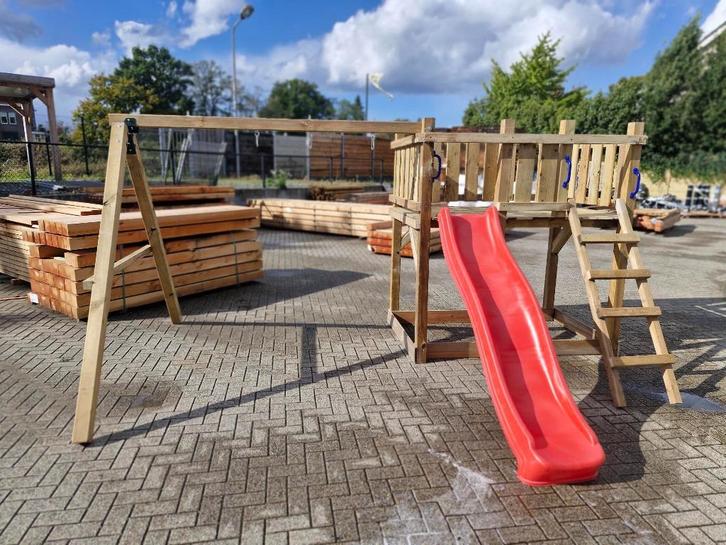 speeltoren xl   met schommel-zandbak, Kinderen en Baby's, Speelgoed | Buiten | Speeltoestellen, Zo goed als nieuw, Glijbaan, Schommel