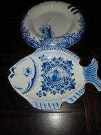 Delftsblauw bord en visschaal Haring & Zeevisgroothandel, Ophalen of Verzenden