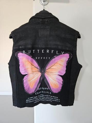 Only spijkerjasje gilet hippie 36 S vlinder zwart ibiza boho beschikbaar voor biedingen