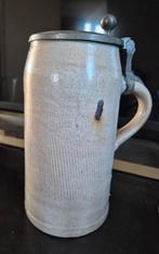 Negentiende eeuwse bierpul met tinnen deksel., Ophalen of Verzenden