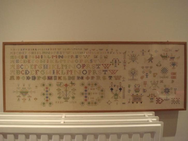 Merklap, Borduurwerk, Antiek en Kunst, Antiek | Kleden en Textiel, Ophalen of Verzenden