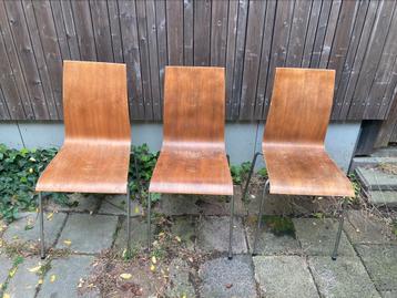Stoelen chroom/hout, stapelbaar, 3 stuks beschikbaar voor biedingen