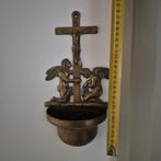 Antiek Bronzen Wijwaterbakje met Kruis en Engelen, Antiek en Kunst, Antiek | Religie, Ophalen of Verzenden